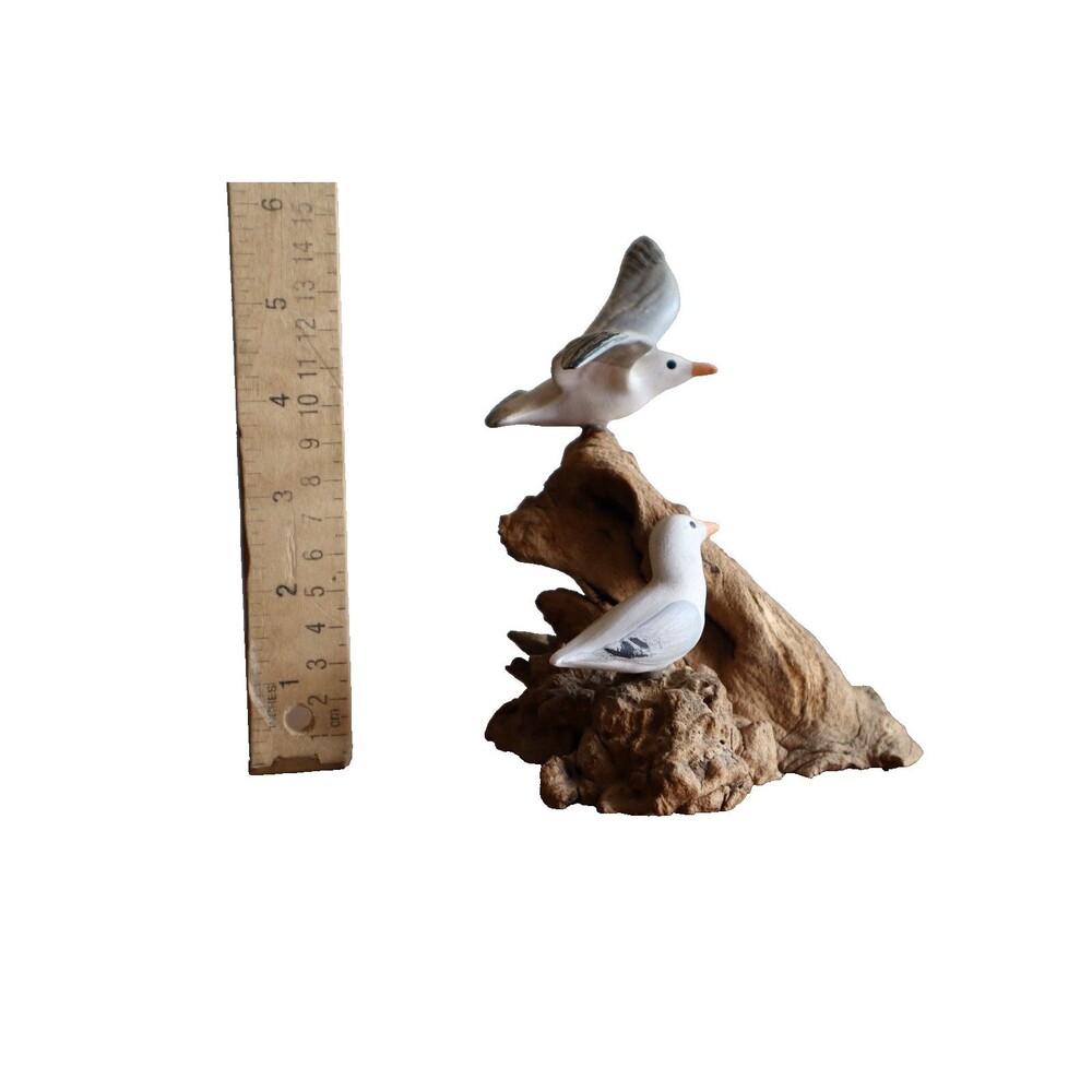 Vintage Wood Sculpture Seagulls Klamath CA Trees Of Mystery Redwood HWY 5.8"